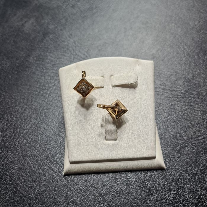 Серги ромбик с Бриллиантами Россия