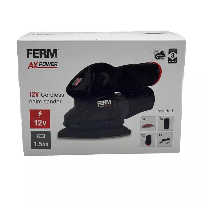 Акумулаторен Мултишлайф FERM AX-Power 12V батерия зарядно 3 шкурки