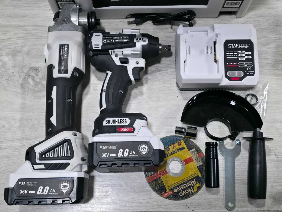 2в1 Акумулаторен Винтоверт и Безчетков Ъглошлайф STAHLMAYER 36V 8,0AH