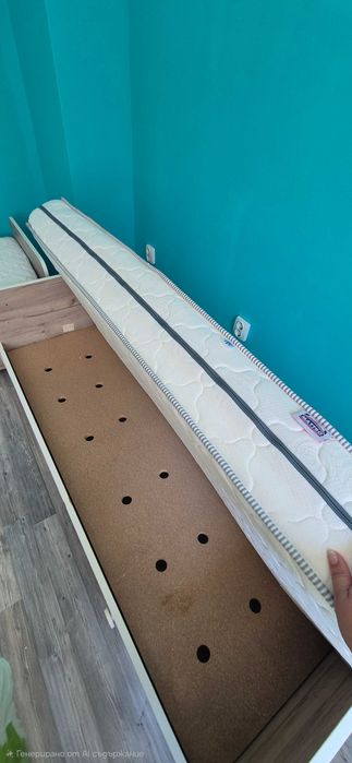 Детско легло с матрак и шкаф с 3 чекмеджета