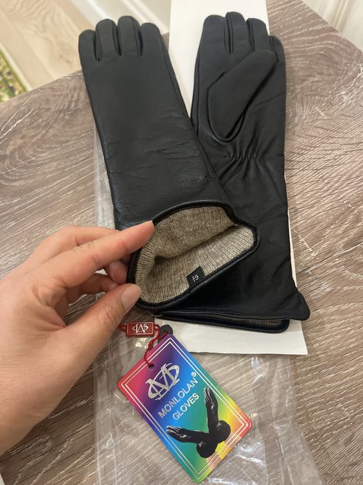 Перчатки кожаные удлиненные женские новые