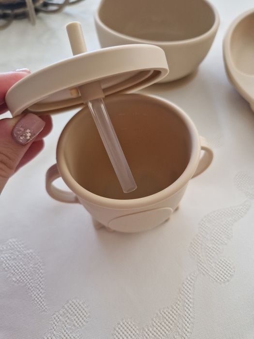 Комплект за хранене за деца / бебета силикон + бамбук