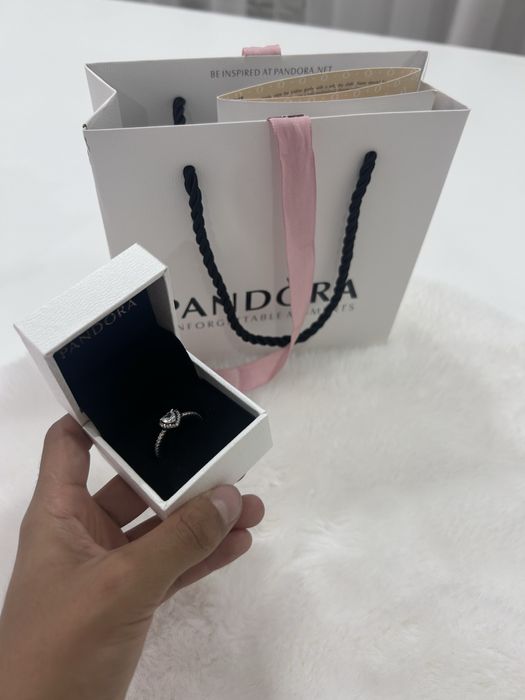 Кольцо Pandora, белое сердцо