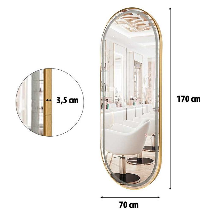 oglinda salon coafor 170x70cm auriu