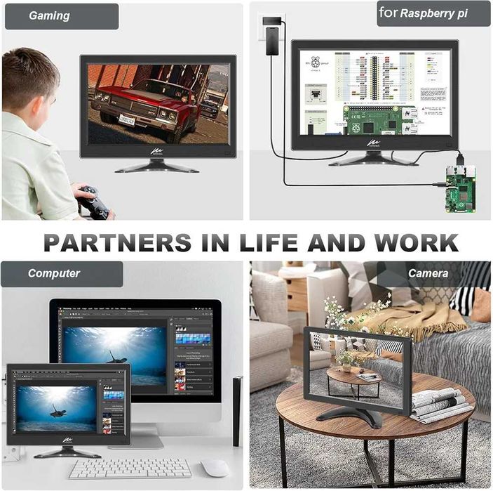 Нов Kenowa 13.3-инчов малък телевизор с дистанционно, HDMI PC монитор