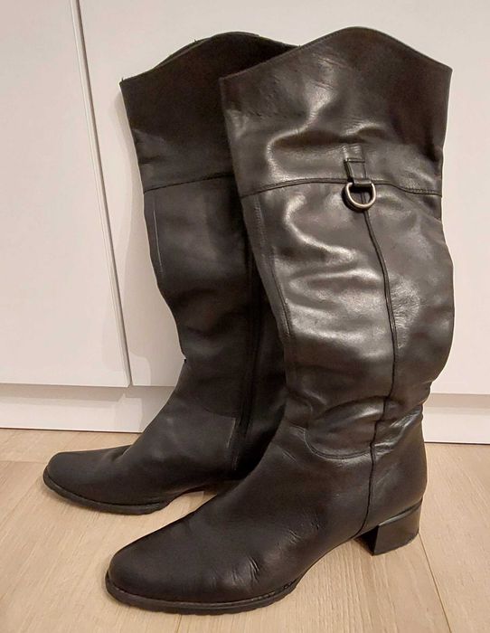 Cizme piele negre cu fermoar lateral