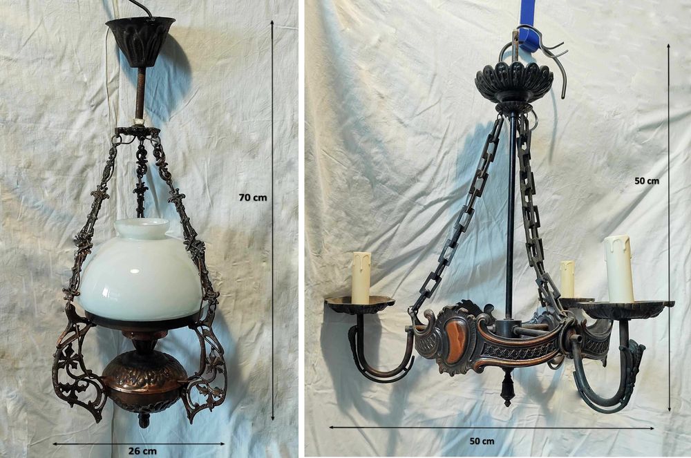 Candelabru si Lampa electrica veche, de tavan