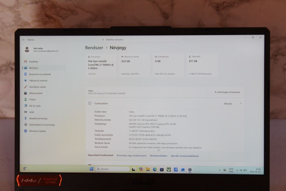 ASUS TUF Gaming F15 Nvidia RTX 3050 ti
