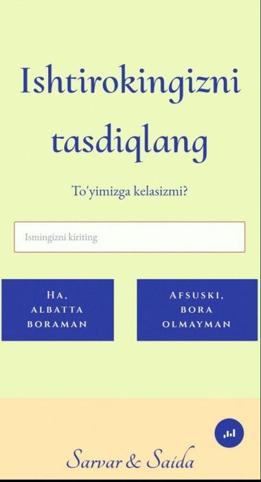 To'y, Bazm va Juftliklar Uchun