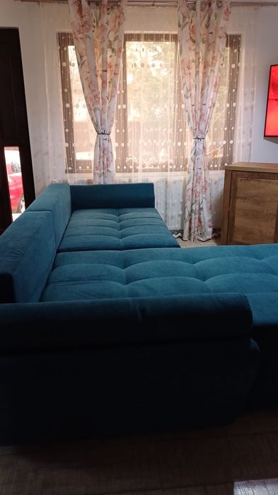 Canapea colțar extensibilă – verde petrol