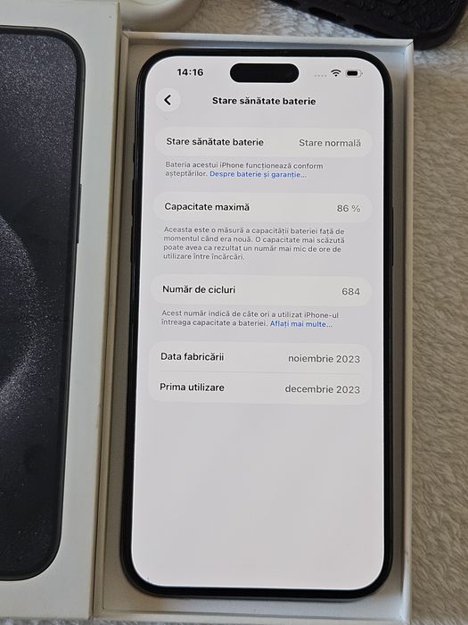 Iphone 15 pro max 86% baterie 256GB  stare excelenta Full box