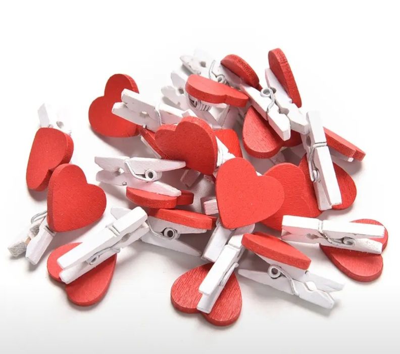Декоративные прищепки с сердечком для открыток,подарков,поделок