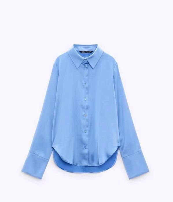 ZARA синя сатенена риза М / Л