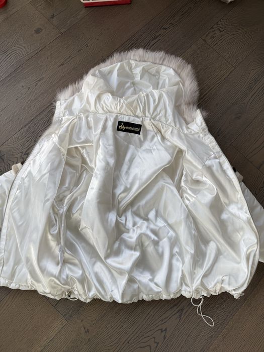 Бяло палто яке от ест. кожа алкантара с лисица ест. косъм 2 в 1