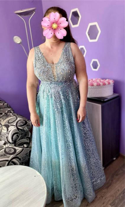 Официална дълга рокля, голям размер XL