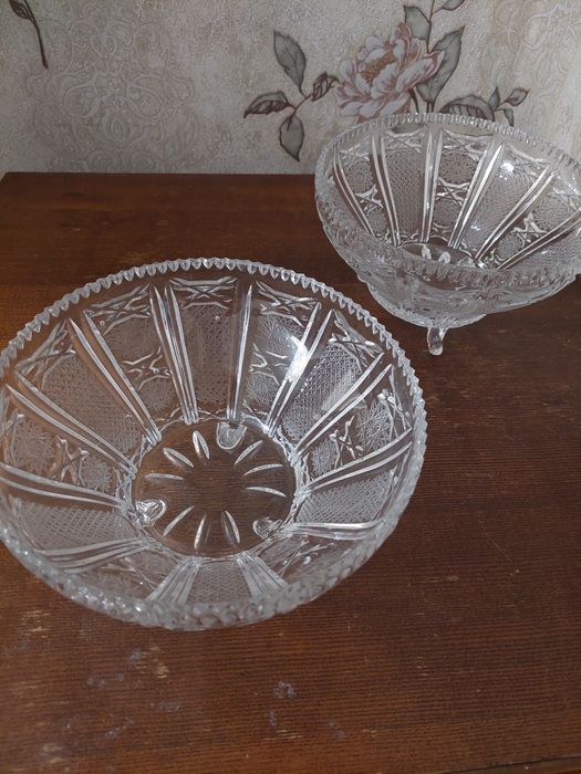 фруктовая ваза, хрустальная