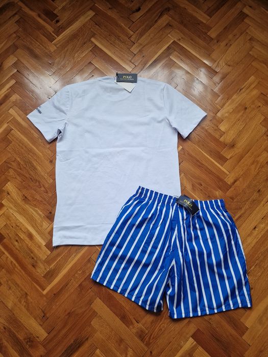 Страхотен мъжки сет тениска и бански шорти POLO RALPH LAUREN размер S M L XL 2XL