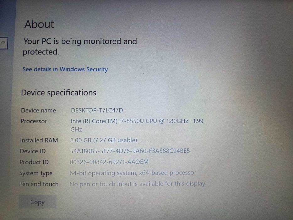 Laptop Lenovo I7 generatia 8