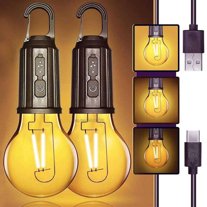 LED Къмпинг лампа  T01 с 3 режима на работа, акумулаторна крушка