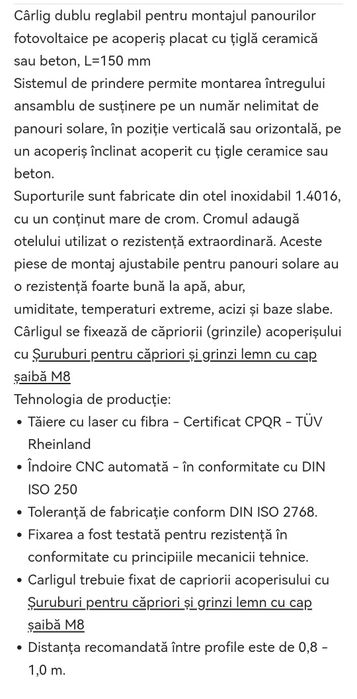 Prindere pentru panouri solare pe acoperiș de țiglă