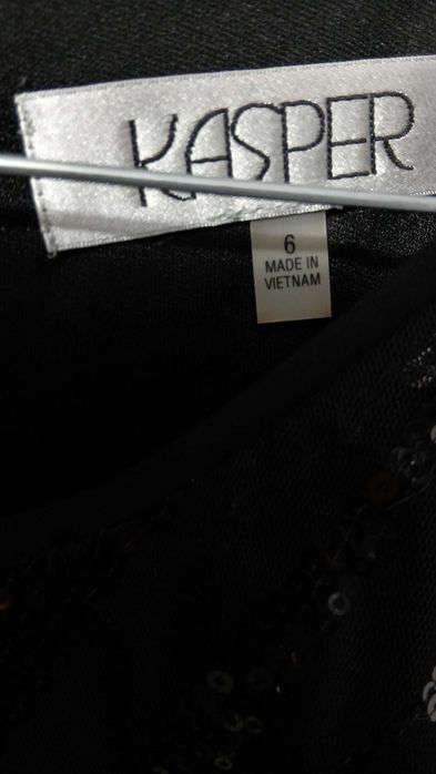 Черна миди рокля с пайети и дантела – Kasper