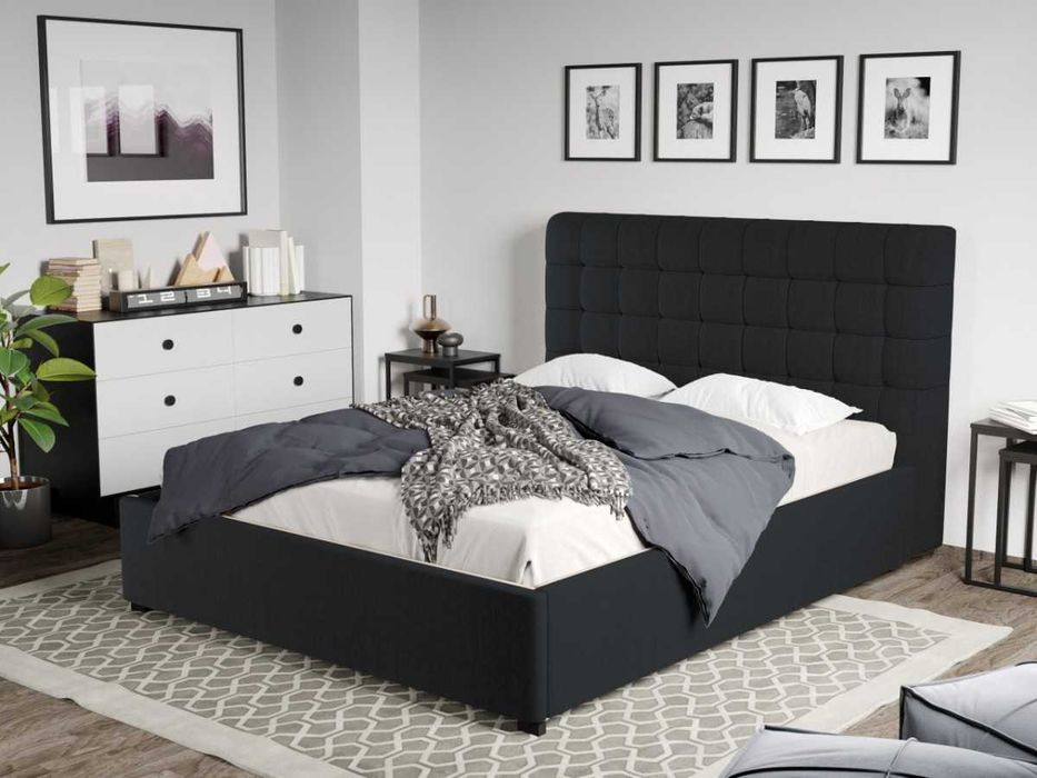 Pat Tapitat Rivo Negru Falcone 14 - somiera rabatabila+lada depozitare