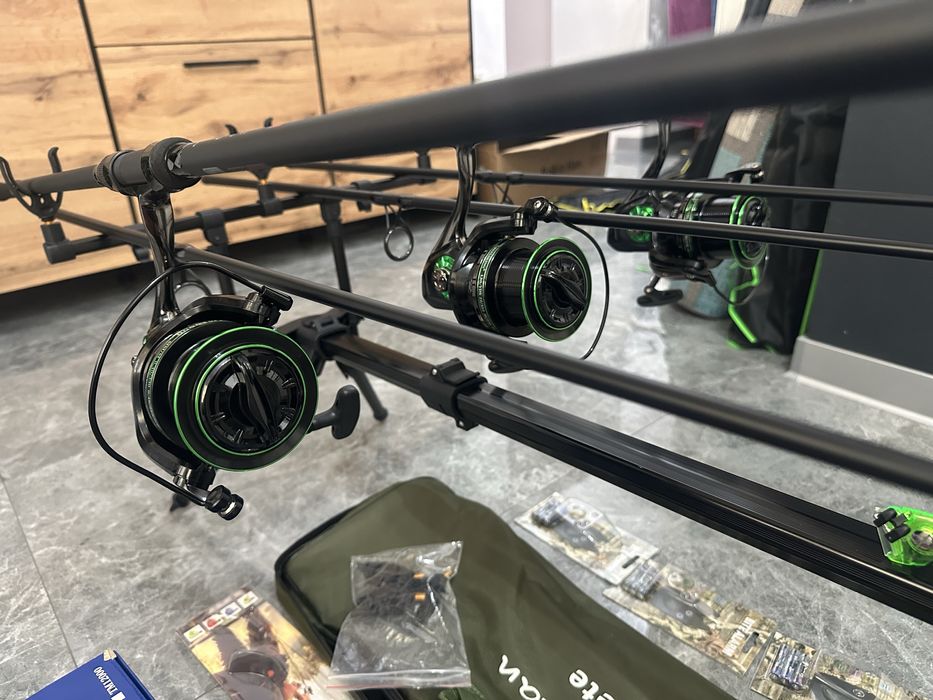 Set pescuit crap - 3 lansete + 3 mulinete  + rod pod echipat complet