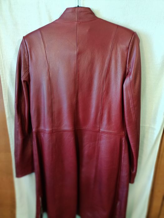 Haina piele 3/4 marime XL, culoare rosu-grena