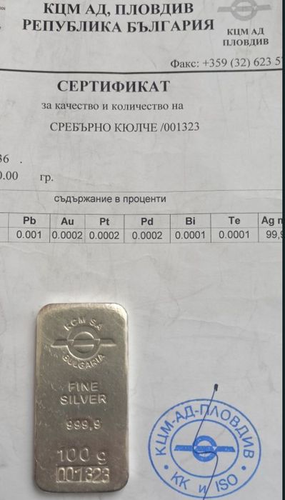 КЦМ  кюлче 100гр 999проба