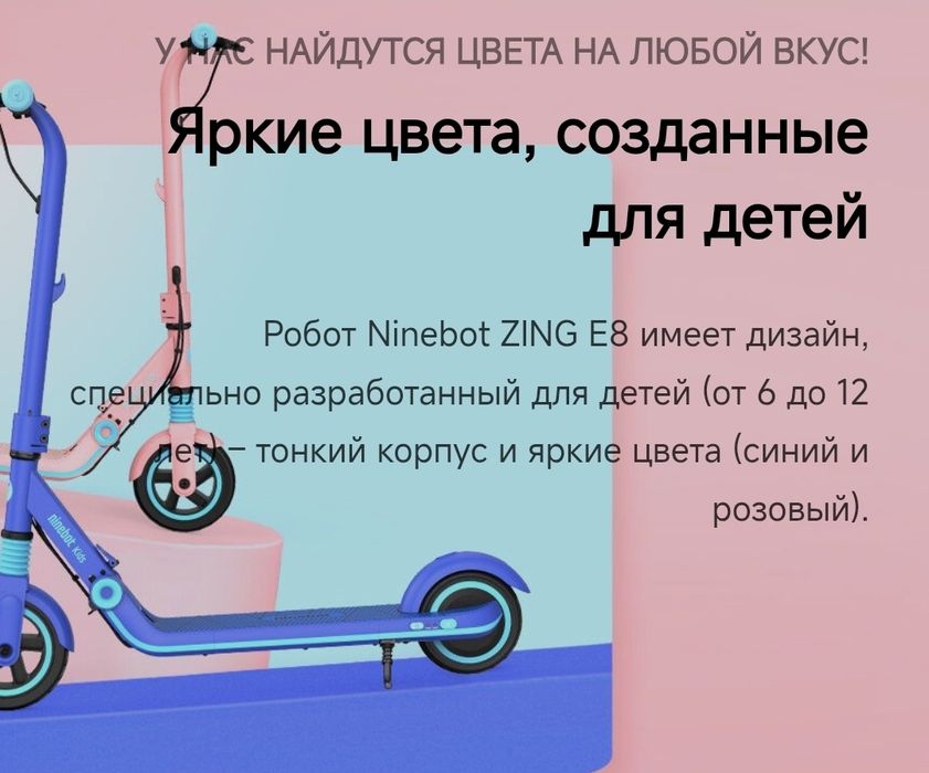 Шикарный электросамокат Ninebot Zing E8