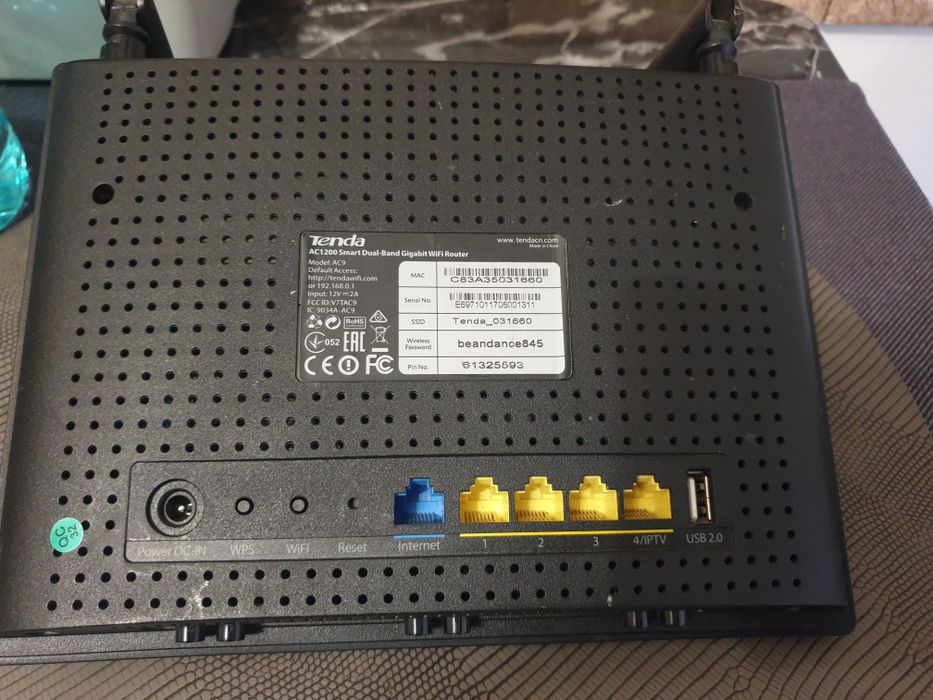 Router wireless Tenda AC9, Gigabit 1200Mbps, Dual-Band