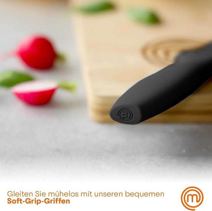 Комплект остри ножове MasterChef Остриета от неръждаема стомана, Мека дръжка, 6 части
