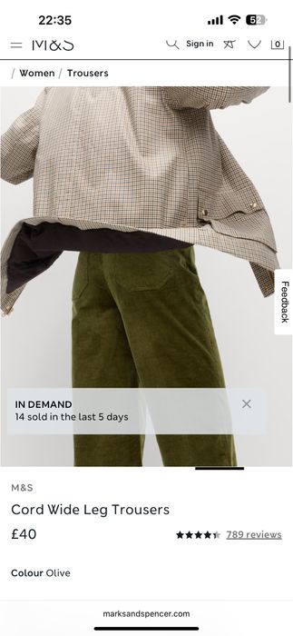 Брюки из вельвета Marks & Spencer - 10 uk