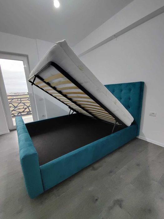 Paturi tapitate cu lada de depozitare si garantie