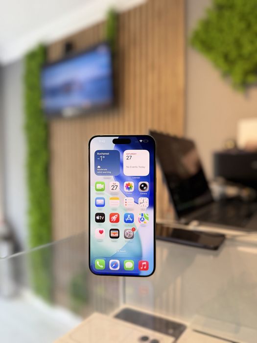 **ATS GSM**iPhone 15 Pro Max 256Gb White/Baterie98%/Fact+Gar 12 luni