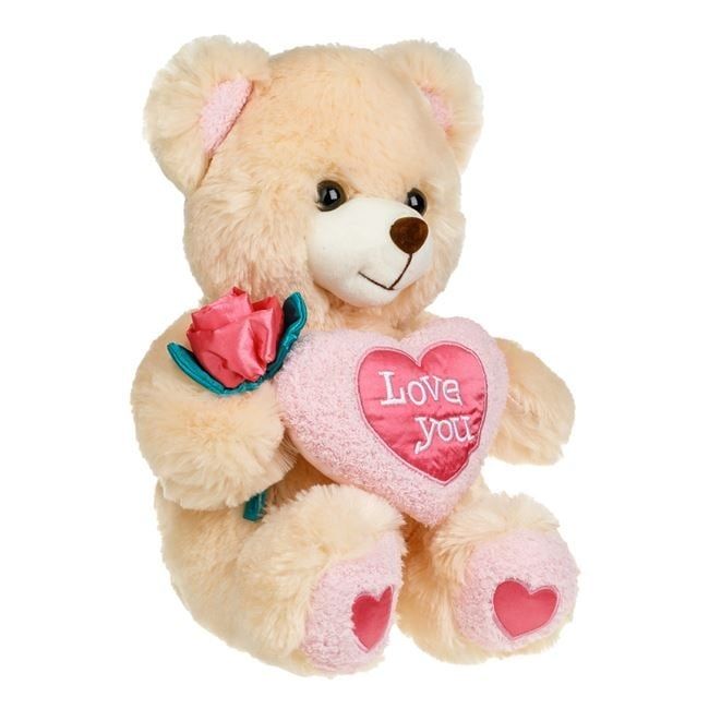 Плюшено мече със сърце и роза-32 см.