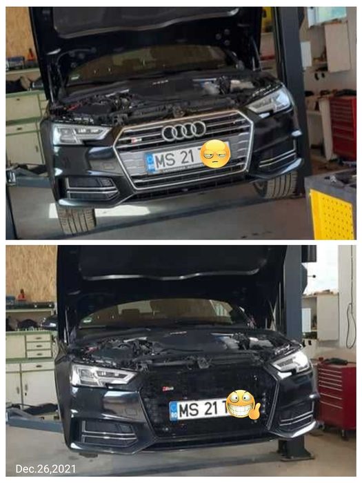 Grila fagure RS look Audi A4 B9 2015-2019 (cu  suporti senzori PDC)