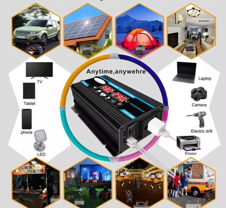 4000W ВИСОКОКАЧЕСТВЕН надежден инвертор 12-> 220V със защити