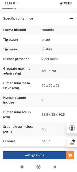 Vând set terasa nou