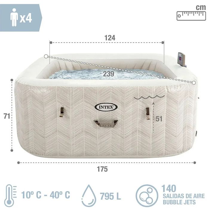 Надуваемо джакузи Intex PureSpa Chevron Bubble Deluxe, 795л 4 места, 1