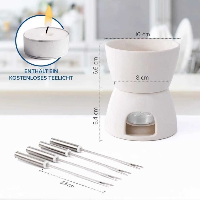 Set fondue de ciocolată, mini fondue de ciocolată din ceramică,
