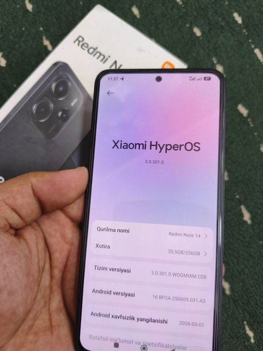 Redmi not 14 12/256 narxi 1.450