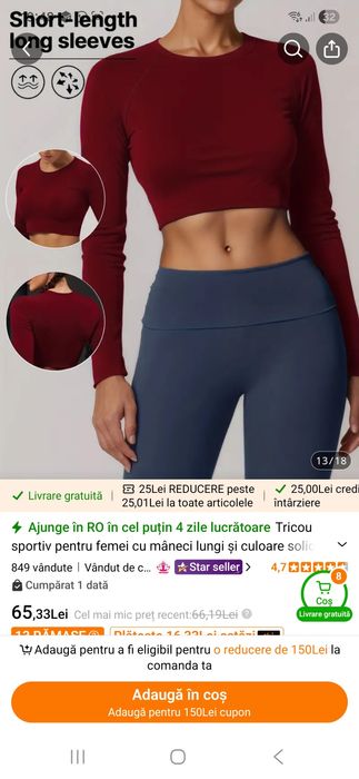 2 colanti efect push-up si o bluza de sala