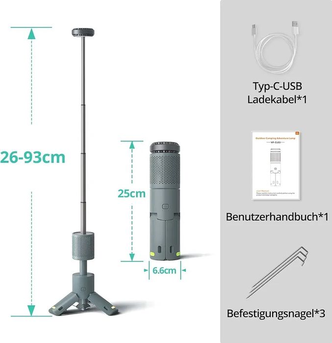 Lanterna cu acumlator 10000 mAh pentru camping bushcraft