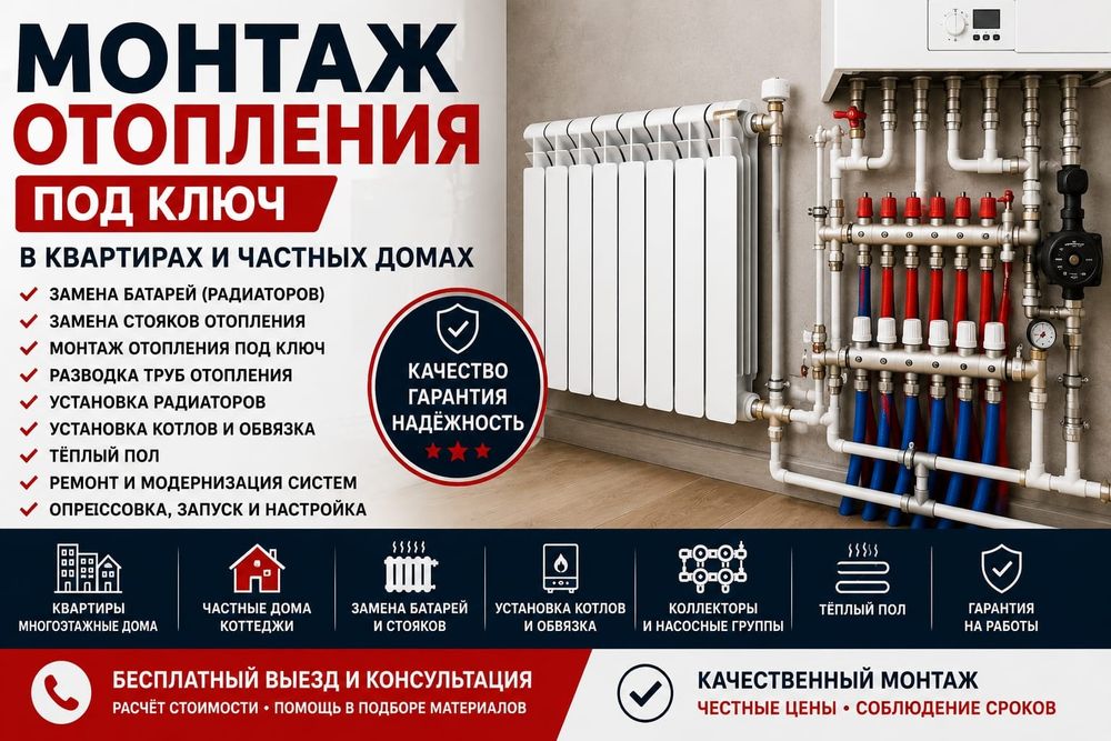 Установка Радиаторов отопления. Стояков