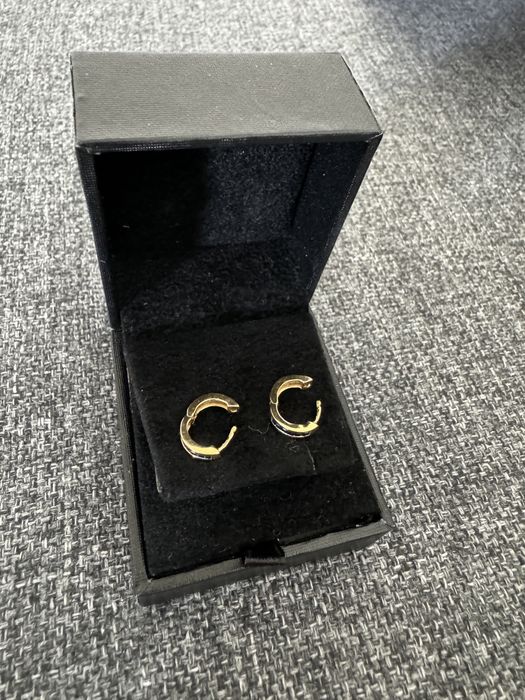 Cercei creole copii din aur galben 18kt cu safire naturale- certificat cumparare