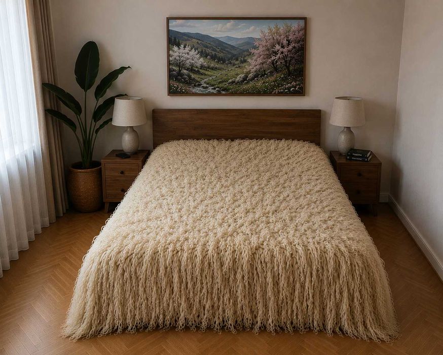 Автентично ръчно тъкано вълнено халище 220x170 – етно / rustic стил