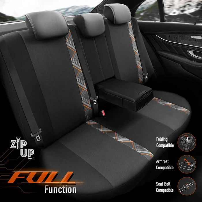 Комплект Тапицерия OTOM Horizon – Черно,Оранжево, Текстил/Кожа