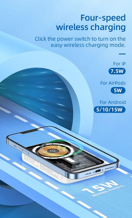 Hoco Q10 Transparent 3in1 Power Bank Magsafe 5000mAh For iPhone 16 17