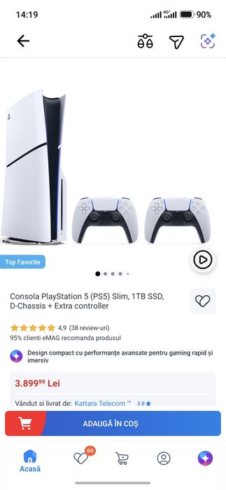 Playstation 5 PS5 1TB  (disk edition) + 2 controllere + 2 jocuri